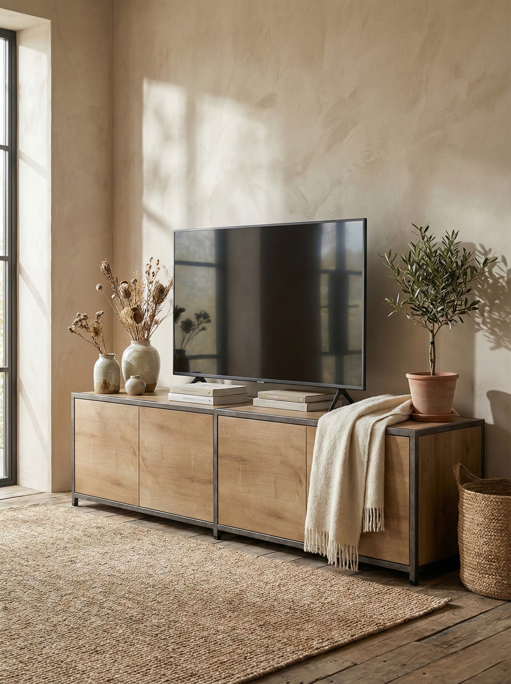 Raskelf | Low Modular TV Stand with Storage | Shelved
