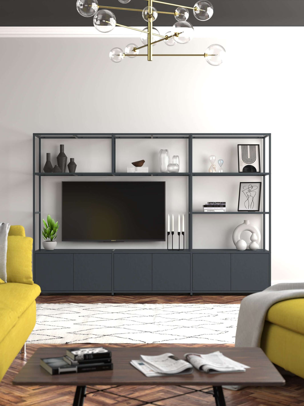 Faceby with Glass Shelves | Modular TV Stand | Shelved